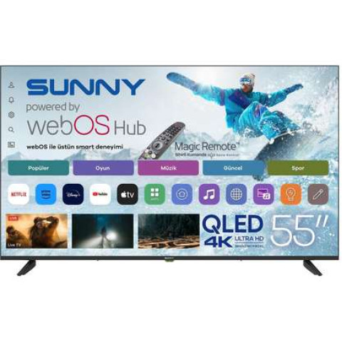 SUNNY SN55QUPRL-W02 Smart webOS 2.0S Sihirli Kumandalı 55 inç 139 cm 4K UHD QLED TV