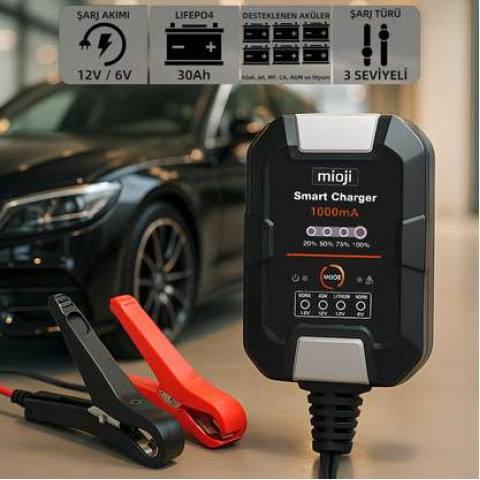MIOJI Mio 1000 1A 6V ve 12V Araba Şarj, Akü Bakım, Araba, Motosiklet Akü Şarj Cihazı