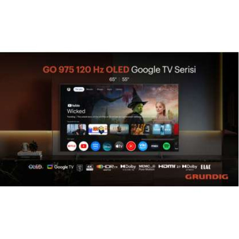 GRUNDIG 65 GO 975A 65 inç 165 Ekran Uydu Alıcılı Google TV Smart 4K Ultra HD 144 Hz OLED TV