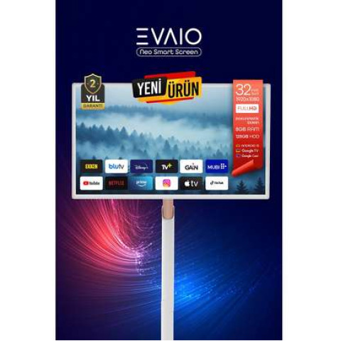EVAIO Neo  HDD Taşınabilir Android Smart LED Ayaklı Ekran 32 inç 81 cm Full-HD SMART TV LED Ekran