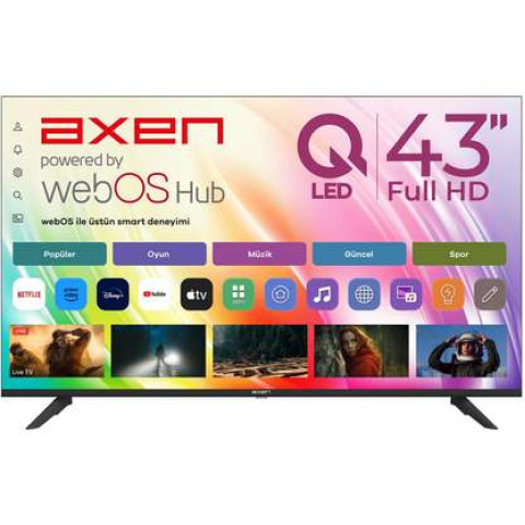 AXEN AX43QFMLN-W02 WebOS Kablosuz Ekran Yansıtma HDR Wi-Fi 43 inç 109 cm 2K SMART TV QLED TV