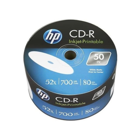 HP CD-R 52X Inkjet Printable 700Mb 80Dk 50'Li Spindle