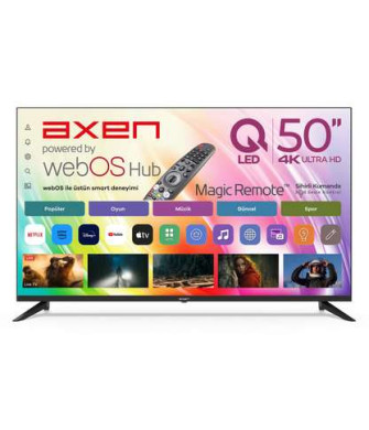 AXEN AX50QUPRL-W02M Smart D-Dual LED webOS (Sihirli Kumanda) 50 inç 126 cm Dahili Uydu Alıcılı 4K UHD SMART TV TV AXEN AX50QUPRL-W02M Smart D-Dual LED webOS (Sihirli Kumanda) 50 inç 126 cm Dahili Uydu Alıcılı 4K UHD SMART TV TV