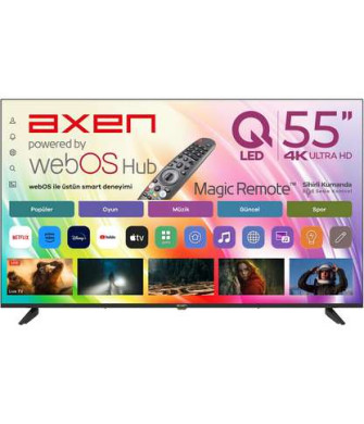 AXEN AX55QUPRL-W02M Ultra HD webOS E-ARC Destekli Sihirli Kumanda 55 inç 139 cm 4K SMART TV QLED TV AXEN AX55QUPRL-W02M Ultra HD webOS E-ARC Destekli Sihirli Kumanda 55 inç 139 cm 4K SMART TV QLED TV