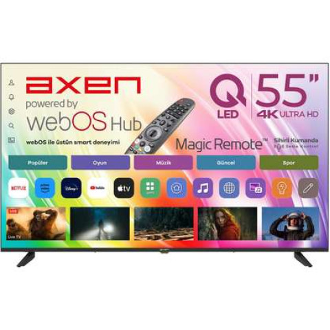 AXEN AX55QUPRL-W02M Ultra HD webOS E-ARC Destekli Sihirli Kumanda 55 inç 139 cm 4K SMART TV QLED TV