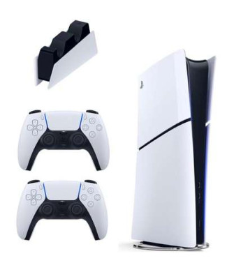 SONY Şarj İstasyonu + 2 Dualsense + Playstation 5 Slim Digital 825 GB (İthalatçı Garantili) Oyun Konsolu Beyaz