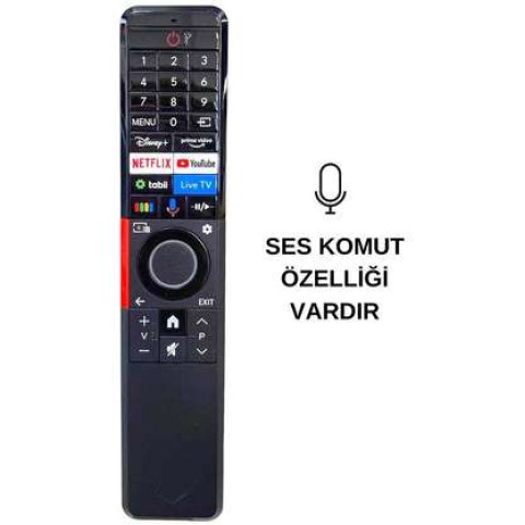 ELECTROON Vestel Live TV Uyumlu Tuşlu Type-C Şarjlı Ses Komutlu Uzaktan Kumanda