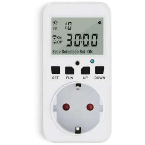 WELLHISE TM08 Hassasiyet Ayarlı Geri Sayımlı Işık Sensörü 16 A 3680 W Fotoselli Priz