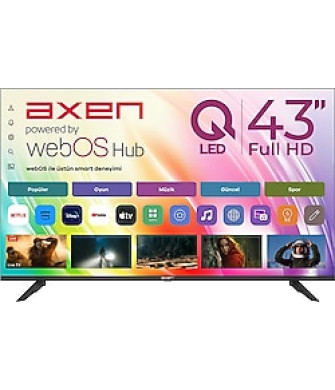 Axen AX43QFMLN-W02S Full HD 43" 109 Ekran Uydu Alıcılı webOS Smart QLED TV Axen AX43QFMLN-W02S Full HD 43" 109 Ekran Uydu Alıcılı webOS Smart QLED TV