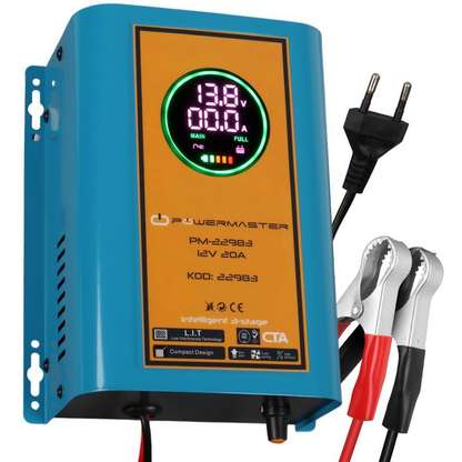 POWERMASTER PM-22983 12Volt 20Amper Dijital Ekranlı Kuru-Asit-Jel Akü Şarj Cihazı
