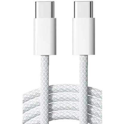 SCHITEC 6A 66W Apple İphone 15 Uyumlu Type-C to Type-C Örgülü Hızlı Şarj ve Data Kablosu Beyaz