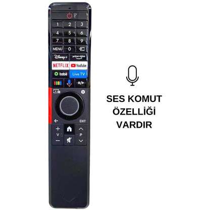 ELECTROON Vestel Live TV Uyumlu Tuşlu Type-C Şarjlı Ses Komutlu Uzaktan Kumanda