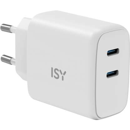 ISY IWC-0006 65W 2xUSB C WT Güç Adaptörü Beyaz
